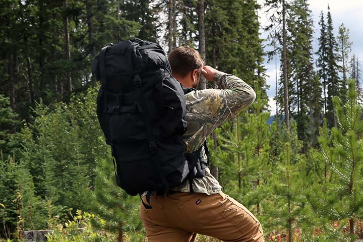 Front of High Capacity Metal Framed Backpack